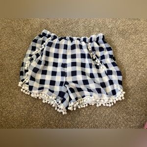 Blue and white patterned shorts